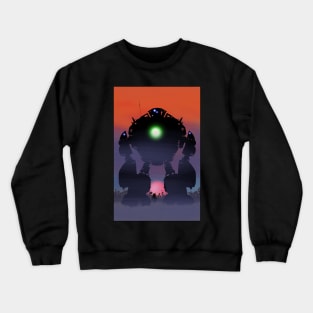 Watching a sun set with a giant mech Robot Crewneck Sweatshirt